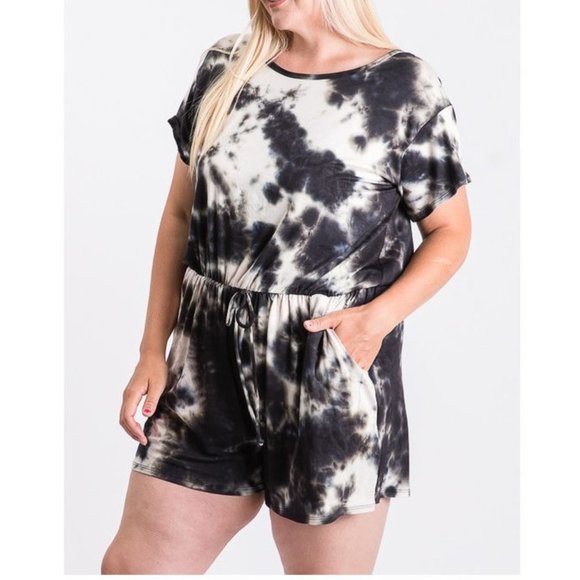 Plus Size Tie Dye Romper and Face Mask Set - Picture 11 of 14
